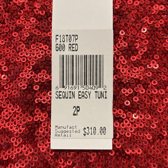 Joan Vass new with tags, red sequin tunic. LP. - Picture 3 of 6